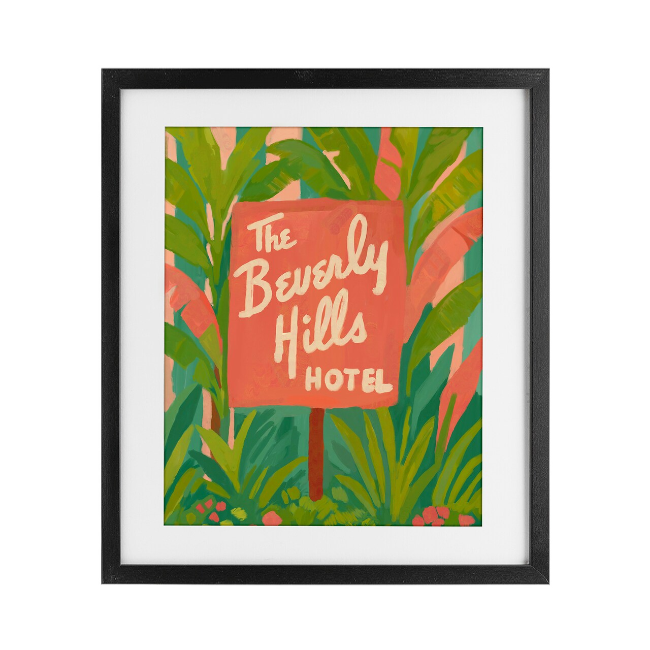 Stupell Industries Tropical Beverly Hills Hotel Framed Print Under Glass, design by Amelia Noyes